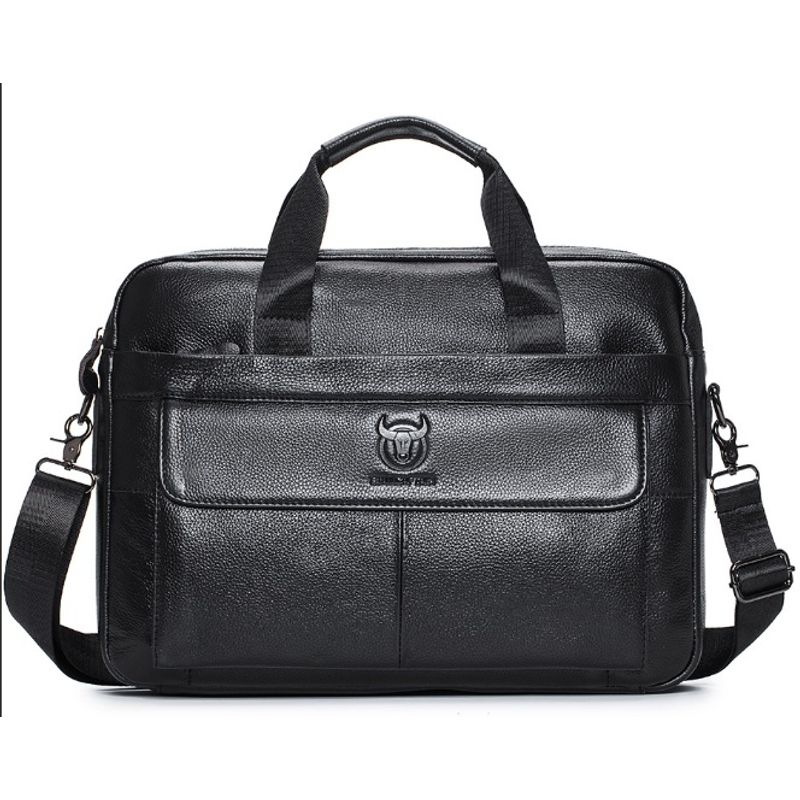 BULLCAPTAIN - Maletin cuero genuino bullcaptain negro Tapa caballeros