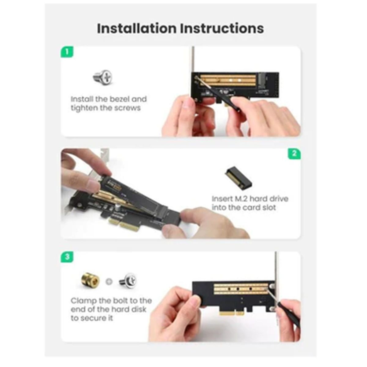 UGREEN - Tarjeta PCIe 3.0 x4 Con 2 Puertos M.2 NVMe y M.2 SATA