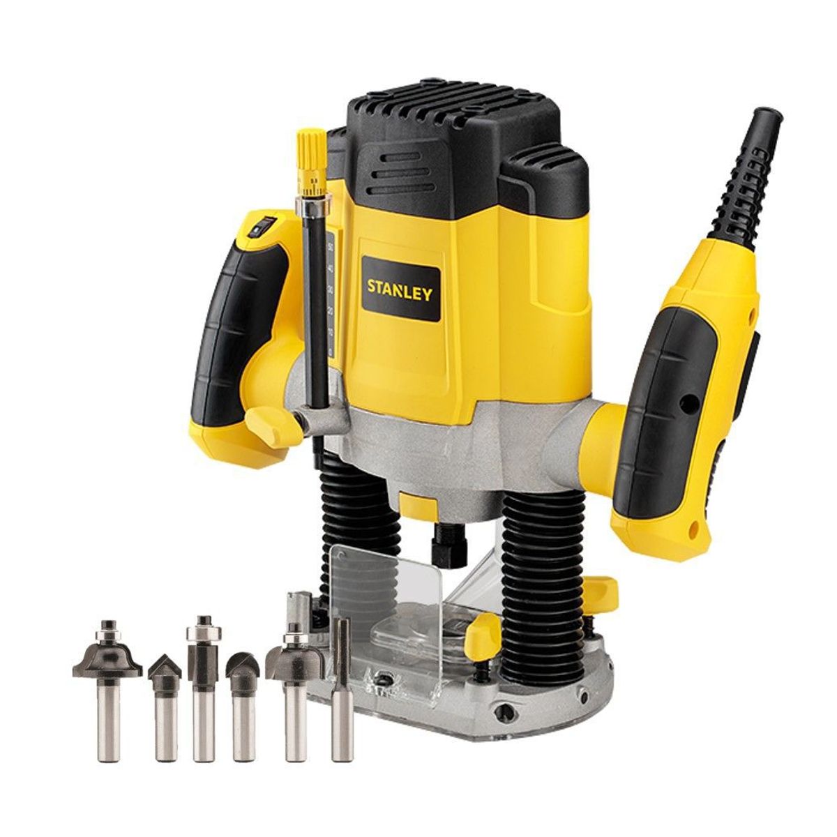 STANLEY - Ruteadora 1/4" 1200 W 27000 Rpm 55 mm + 6 Fresas Stanley SRR1200-B2