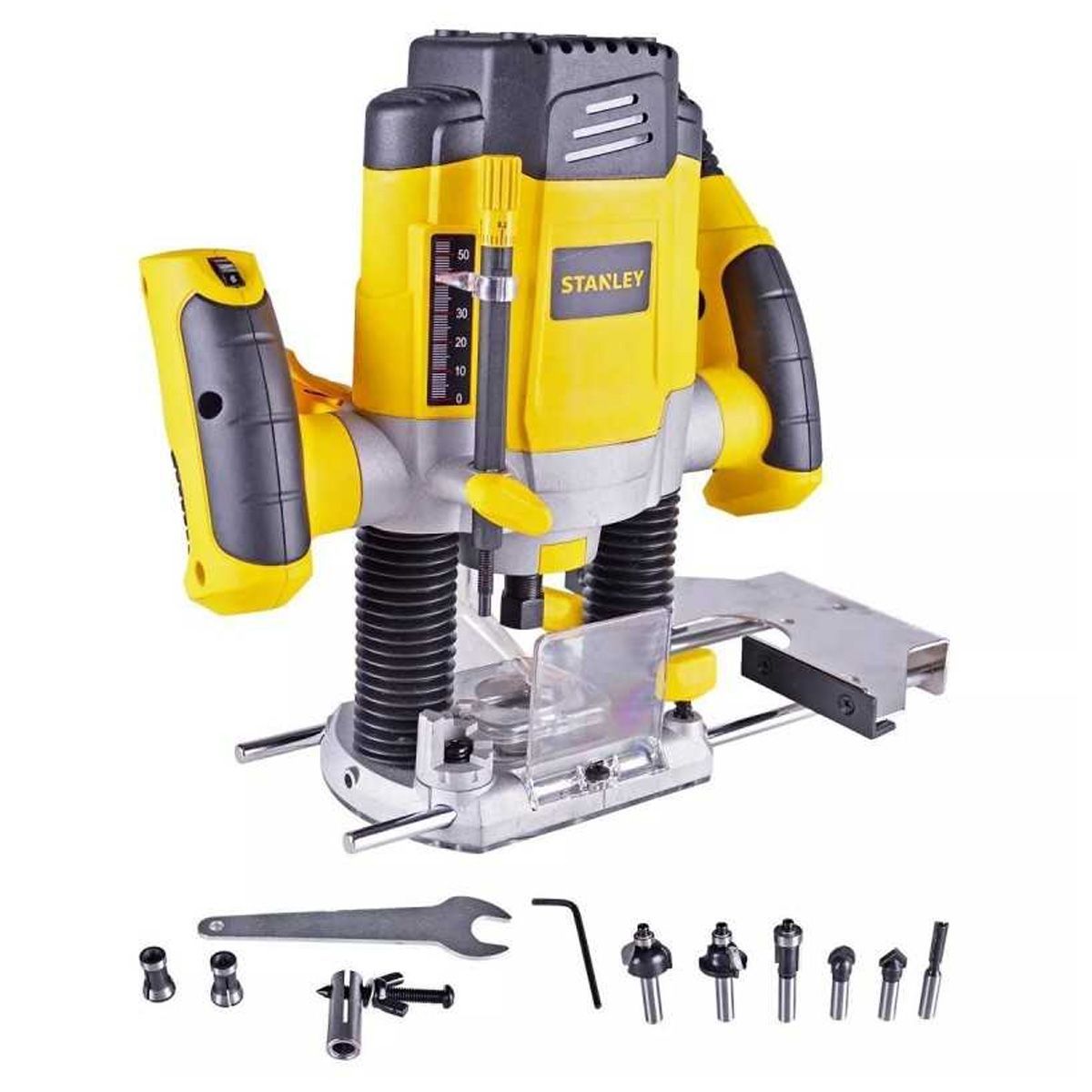 STANLEY - Ruteadora 1/4" 1200 W 27000 Rpm 55 mm + 6 Fresas Stanley SRR1200-B2