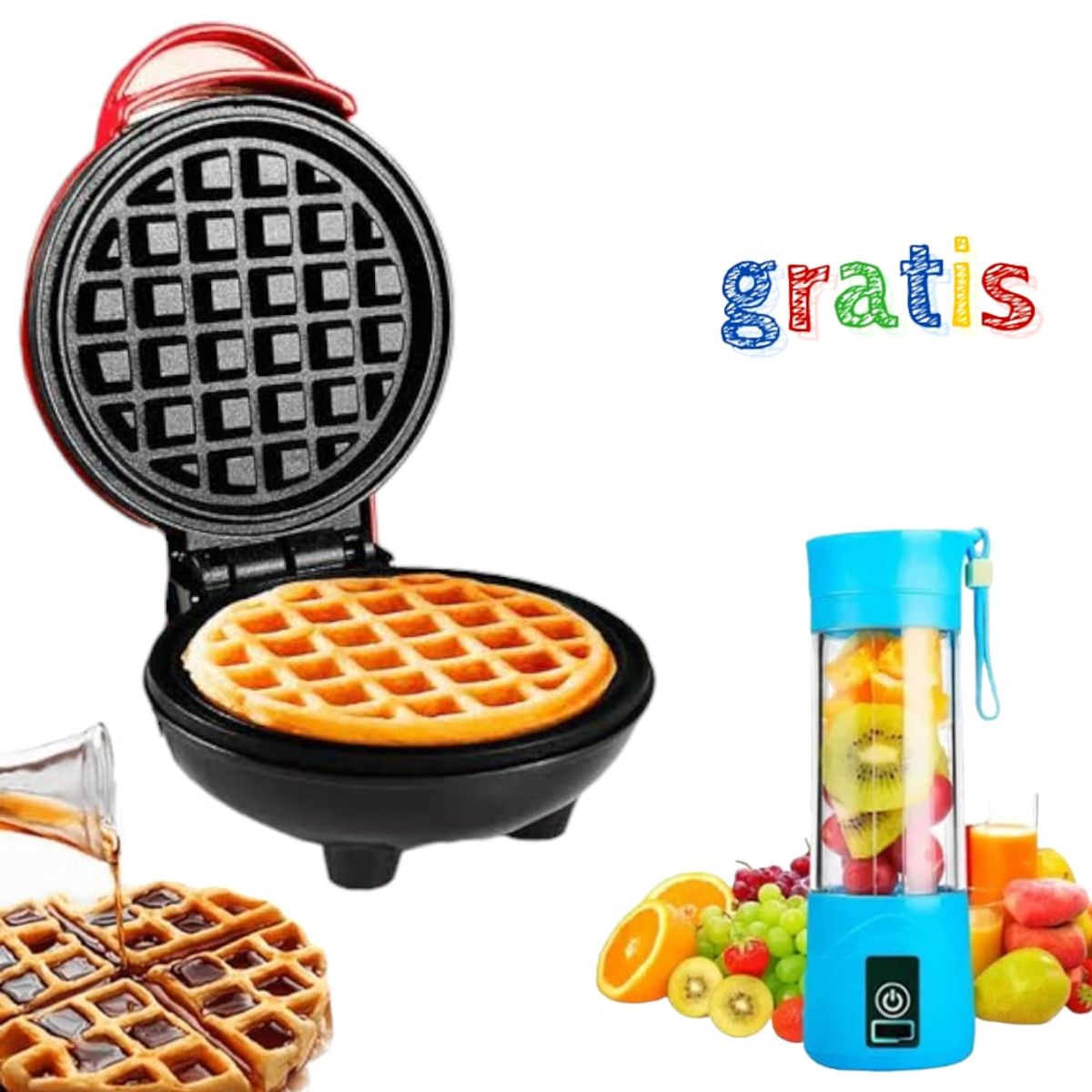 OEM - Mini Waflera Electrica Waffle Gofres Gratis Mini Licuadora