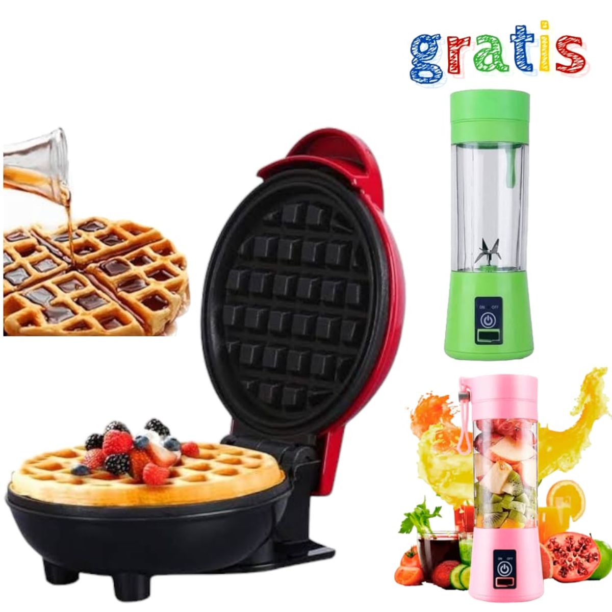 OEM - Mini Waflera Electrica Waffle Gofres Gratis Mini Licuadora