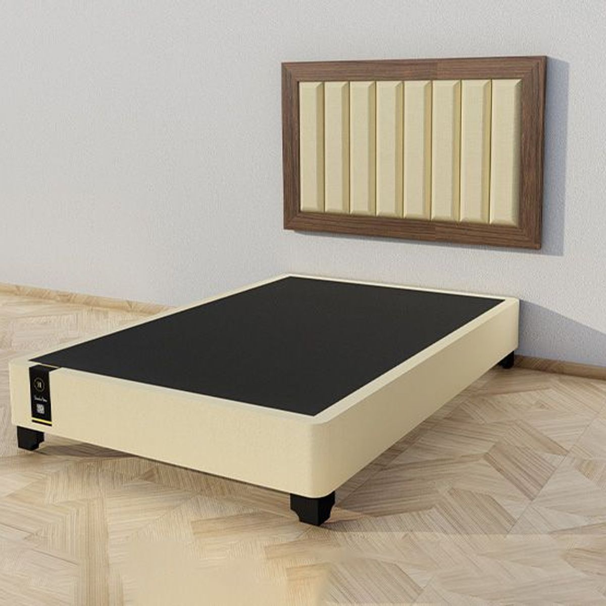 BARAKA HOME - Dormitorio Segovia + Cabecera Aerea 1.5 plz - Beige Oscuro y Catania