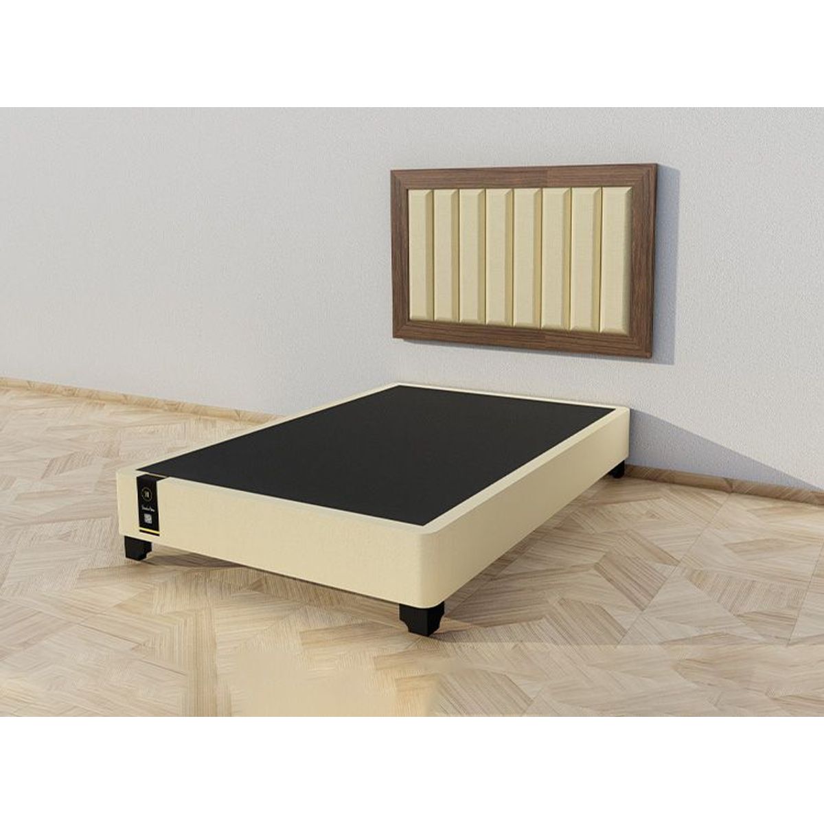 BARAKA HOME - Dormitorio Segovia + Cabecera Aerea 1.5 plz - Beige Oscuro y Catania