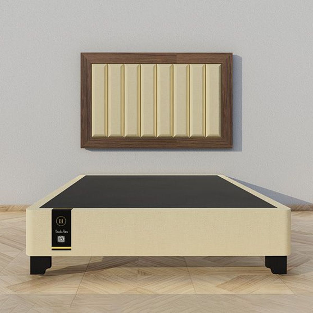 BARAKA HOME - Dormitorio Segovia + Cabecera Aerea 1.5 plz - Beige Oscuro y Catania