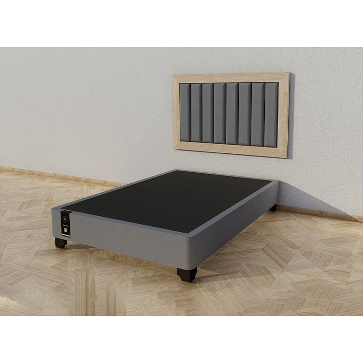 BARAKA HOME - Dormitorio Segovia + Cabecera Aerea 1.5 plz - Gris Oscuro y Damasco