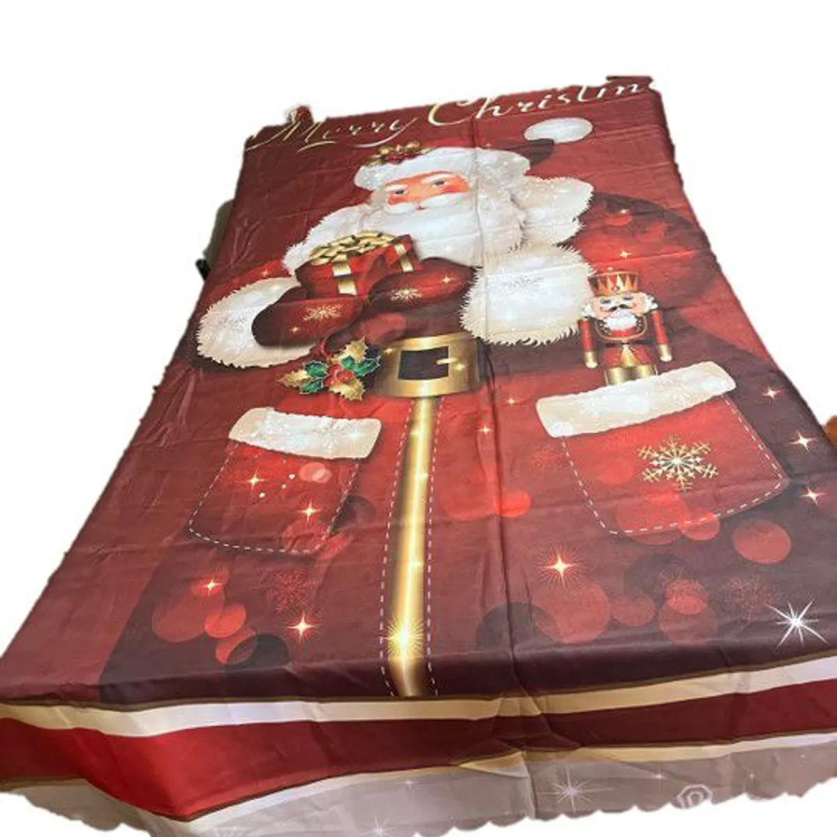 GENERICO - JUEGO DE MANTEL + 6 FUNDAS DE SILLA NAVIDEÑO ROJO PAPA NOEL