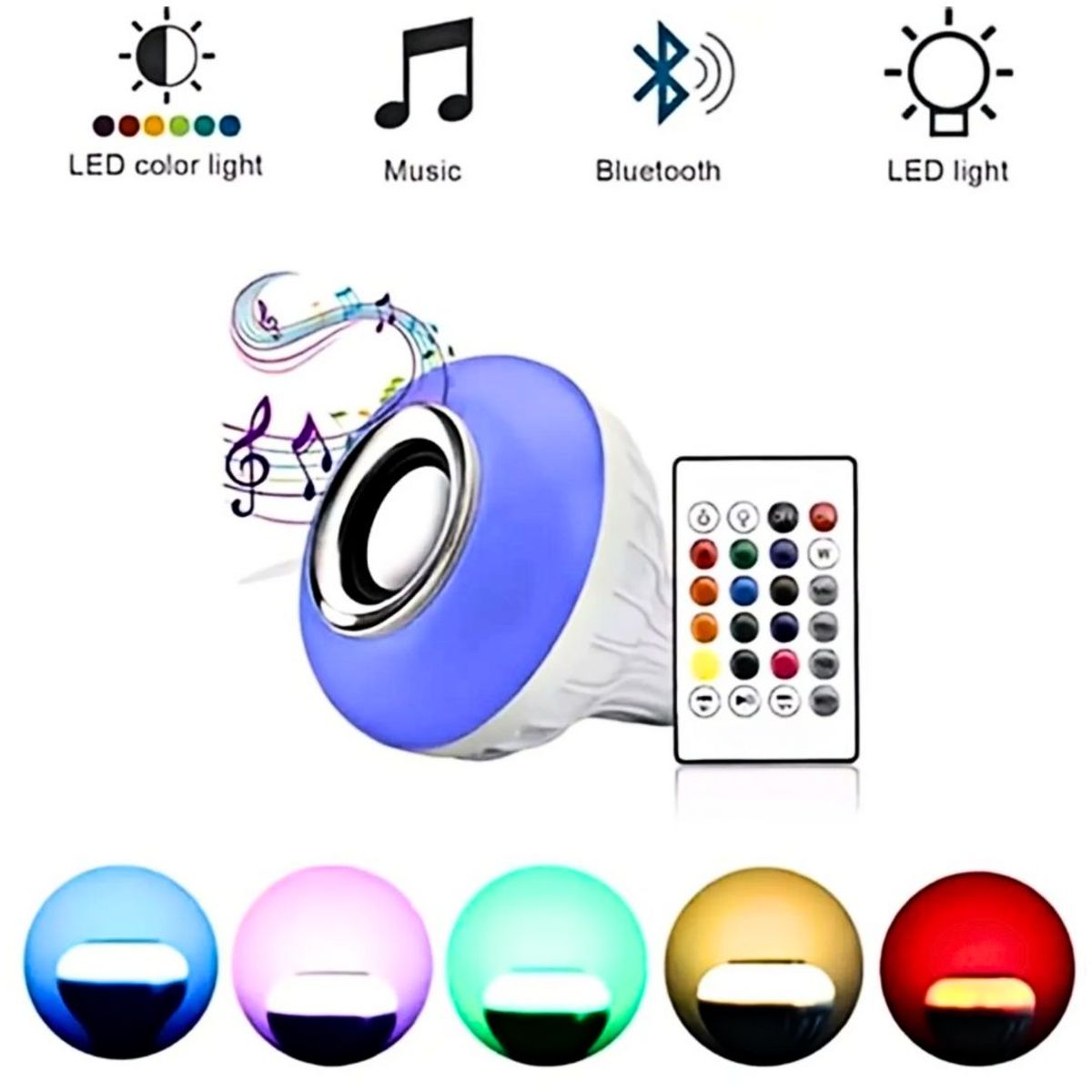 INSPIRA MARKET - Foco Parlante con Luz Led a control remoto y bluetooth