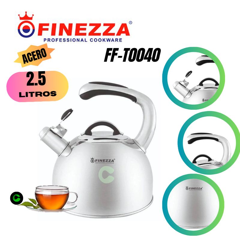 FINEZZA - Tetera de Acero Inoxidable de 2.5 litros Finezza FF-T0040