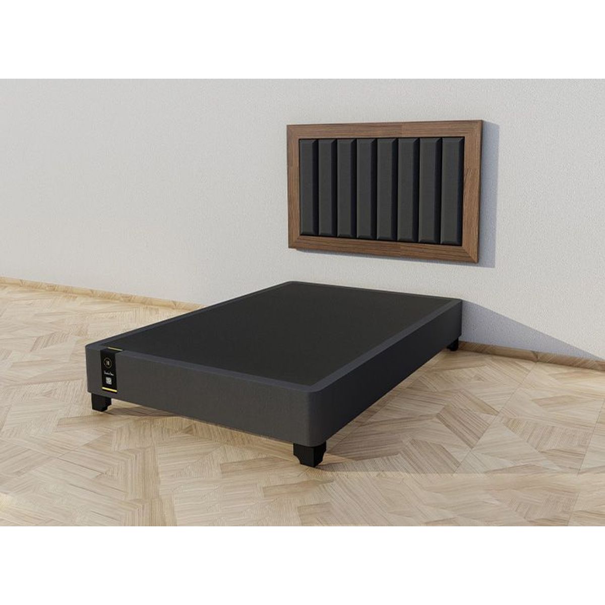 BARAKA HOME - Dormitorio Segovia + Cabecera Aerea 1.5 plz - Negro y Catania