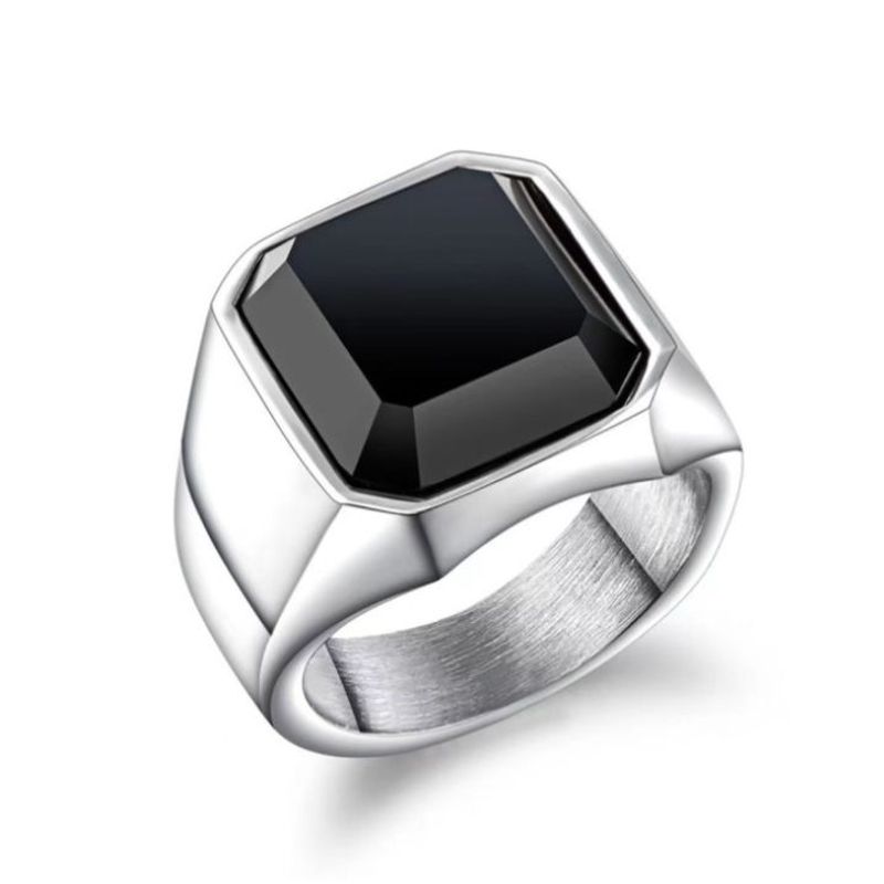 GENERICO - ANILLO CLASSY BLACK PLATA - RIN-07