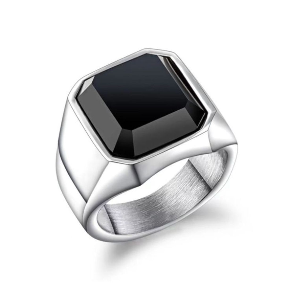 GENERICO - ANILLO CLASSY BLACK PLATA - RIN-07