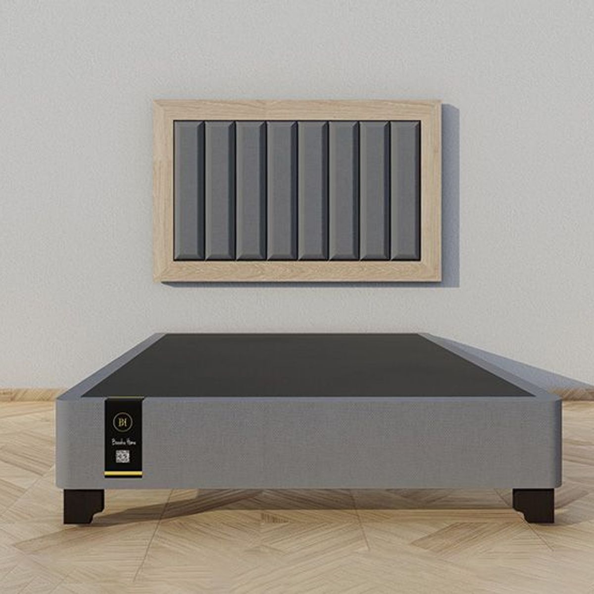 BARAKA HOME - Dormitorio Segovia + Cabecera Aerea 2 plz - Gris Oscuro y Damasco