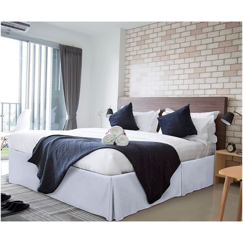 GENERICO - Faldon de tarima Queen 203 cm x 152 cm x 30 cm drill pinzas blanco