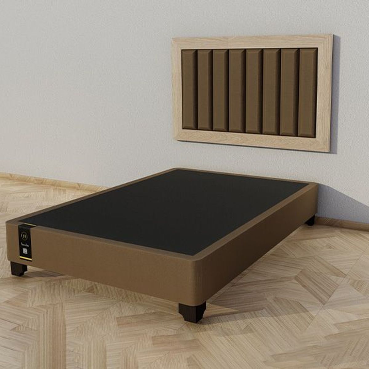 BARAKA HOME - Dormitorio Segovia + Cabecera Aerea 1.5 plz - Chocolate Oscuro y Damasco