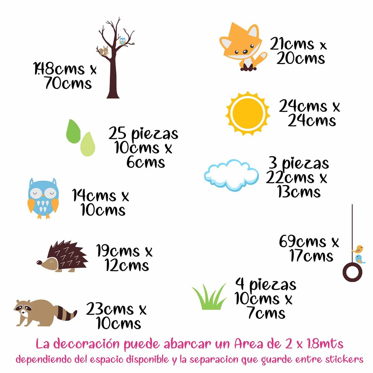 GENERICO - Decoración Infantil Vinil Premium  Árbol con Erizo Aventurero  Grande y de Larga Duración