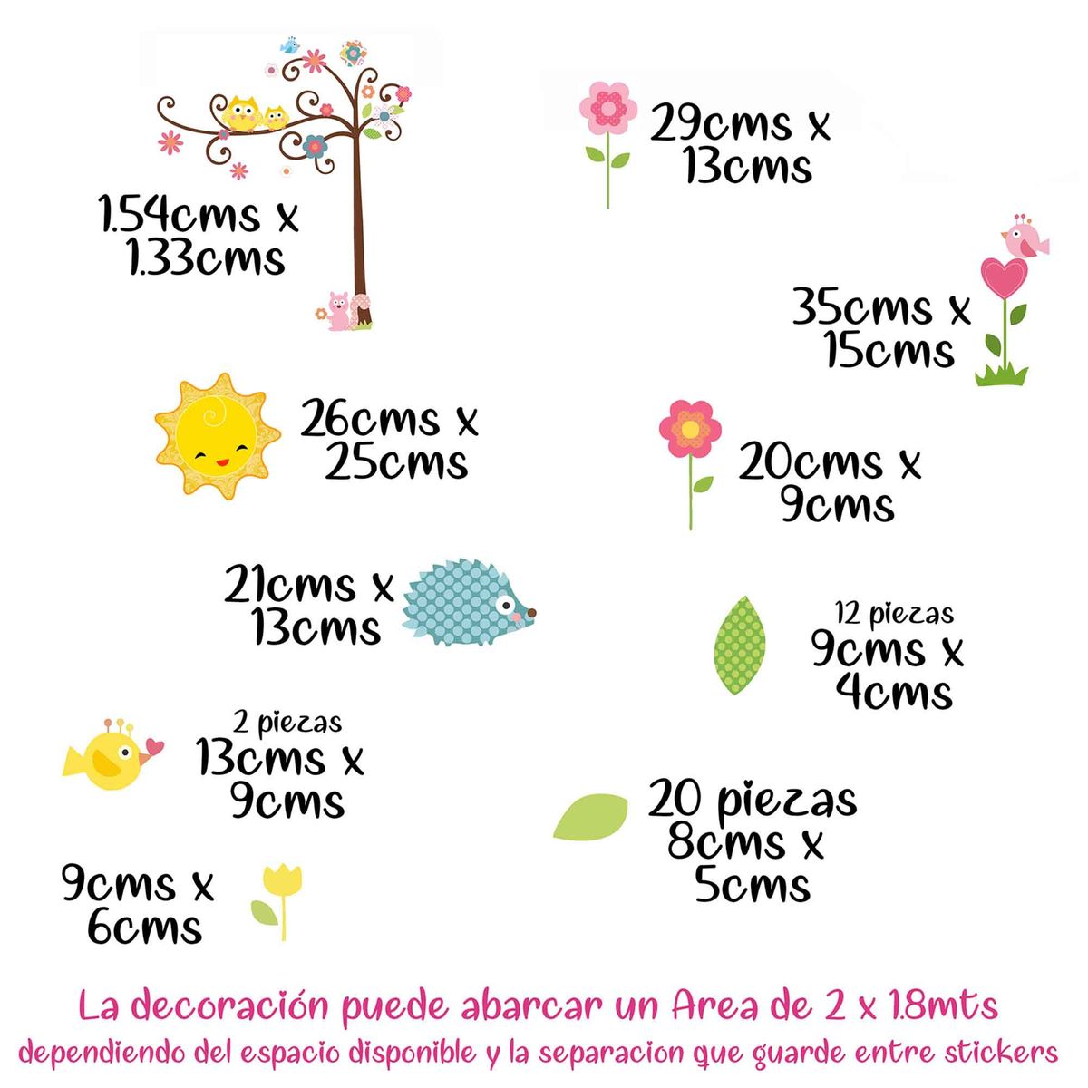 GENERICO - Vinilo Infantil Arbol con erizo decoracion para niñas