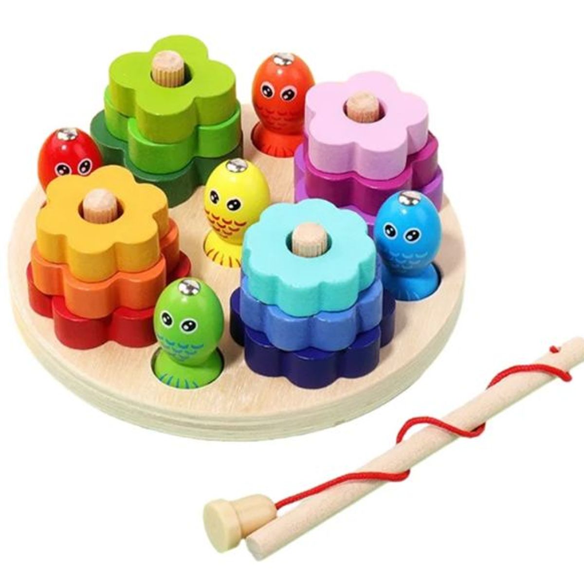 GENERICO - Juguetes de pesca madera -- Fish and stacking Toy