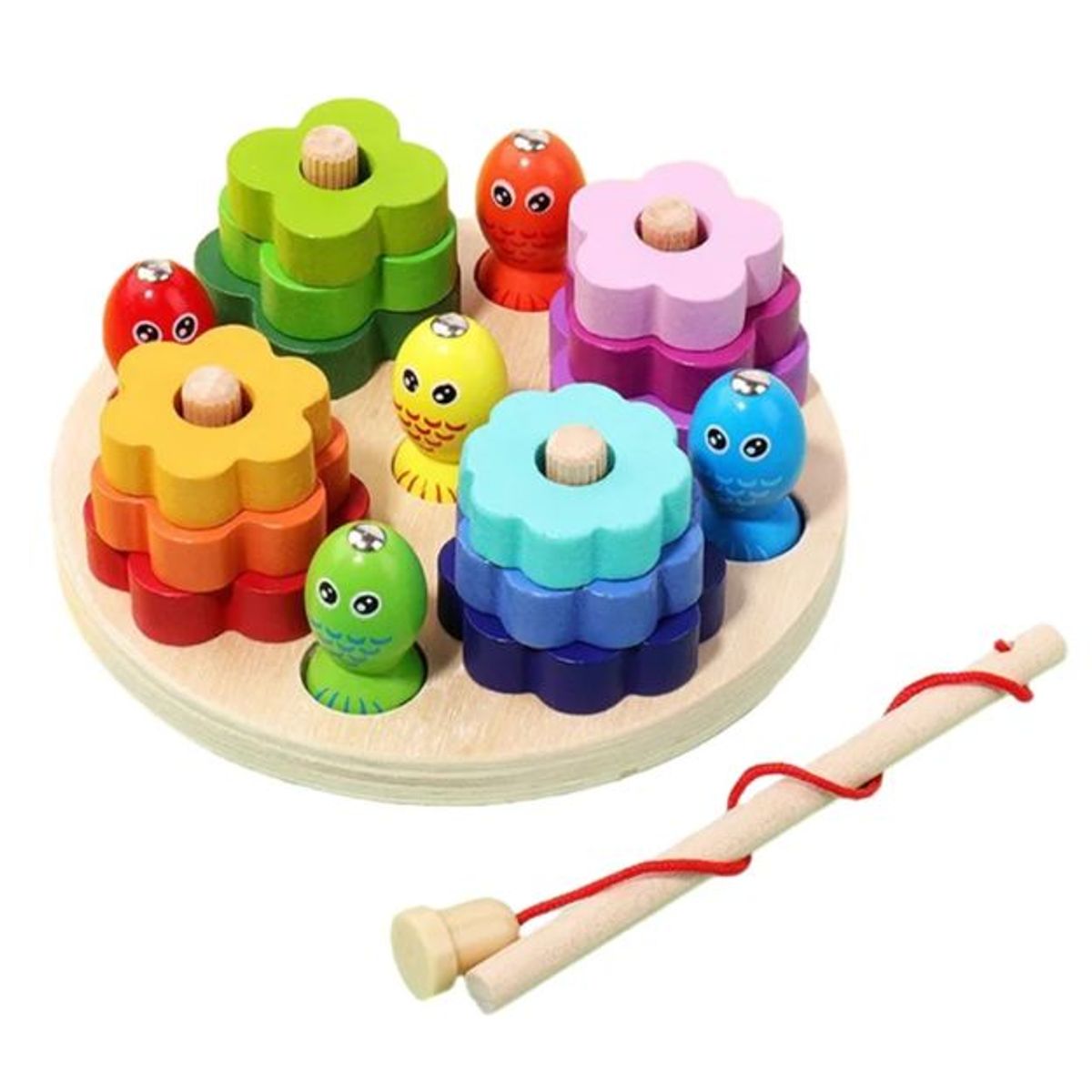 GENERICO - Juguetes de pesca madera -- Fish and stacking Toy