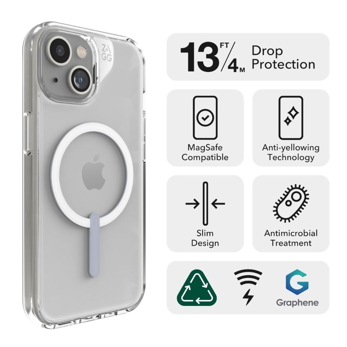 ZAGG - Case ZAGG Crystal Palace Snap para iPhone 15 con MagSafe