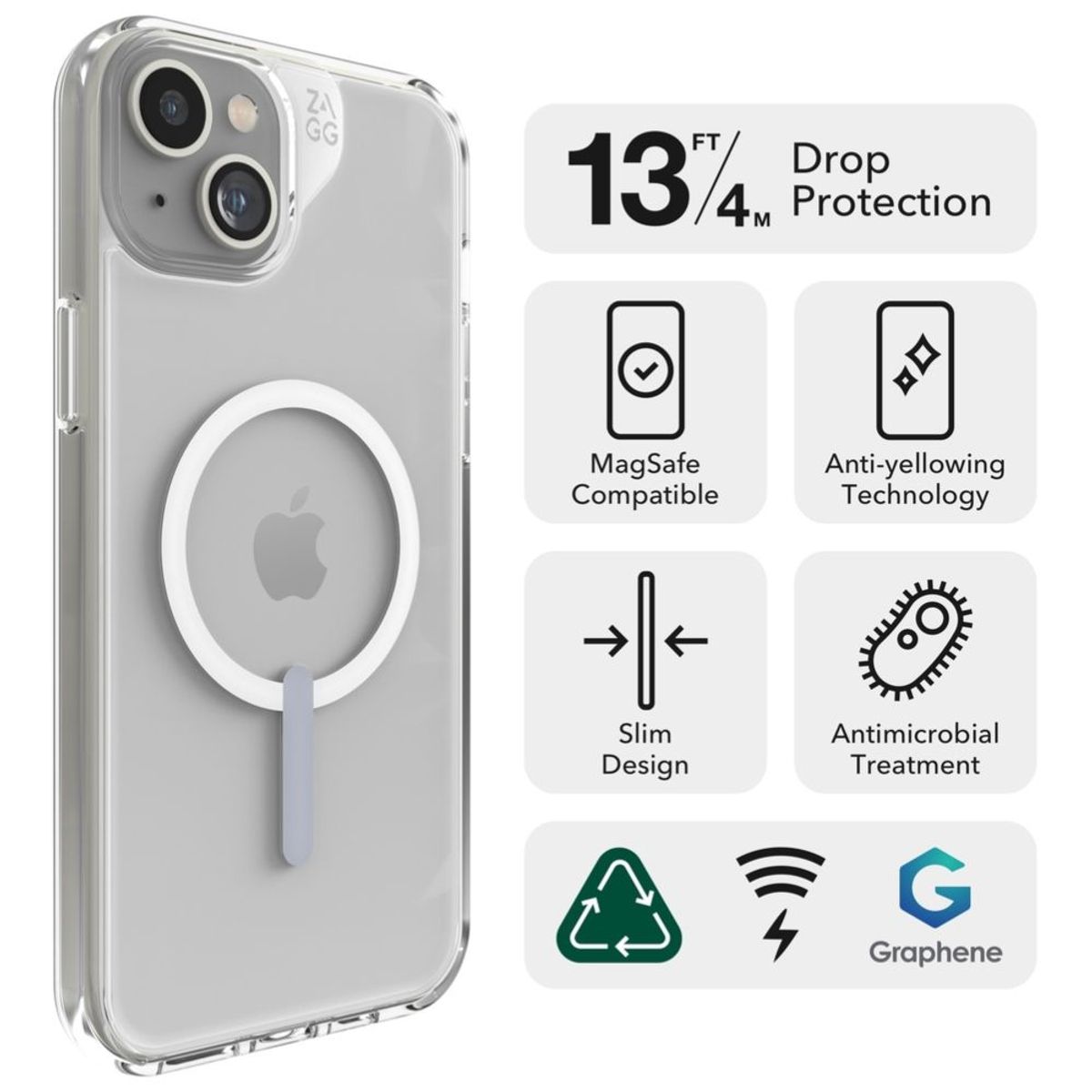 ZAGG - Case ZAGG Crystal Palace Snap para iPhone 15 Plus con MagSafe