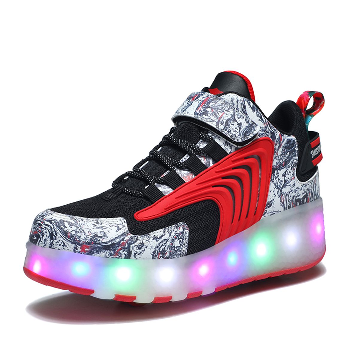 SHANDIAN - Zapatillas con ruedas y luces LED recargables con USB ni?as y ni?os