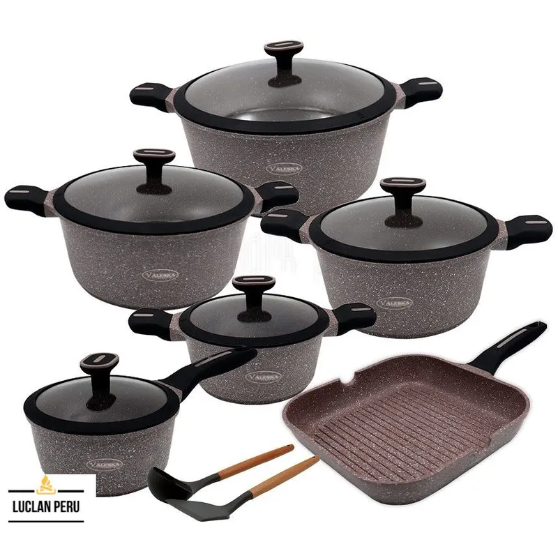 VALESKA - Juego de Ollas 11 Piezas Roca Volcánica Valeska