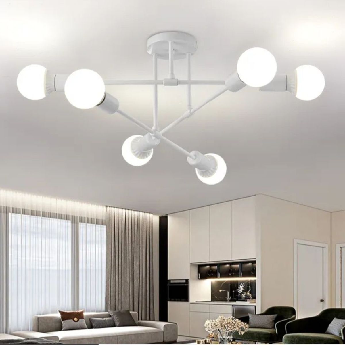 CEMLIGHTING - Lámpara de techo getafe blanco 6 sockets