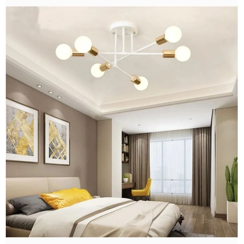CEMLIGHTING - Lámpara de techo getafe blanco con dorado sockets