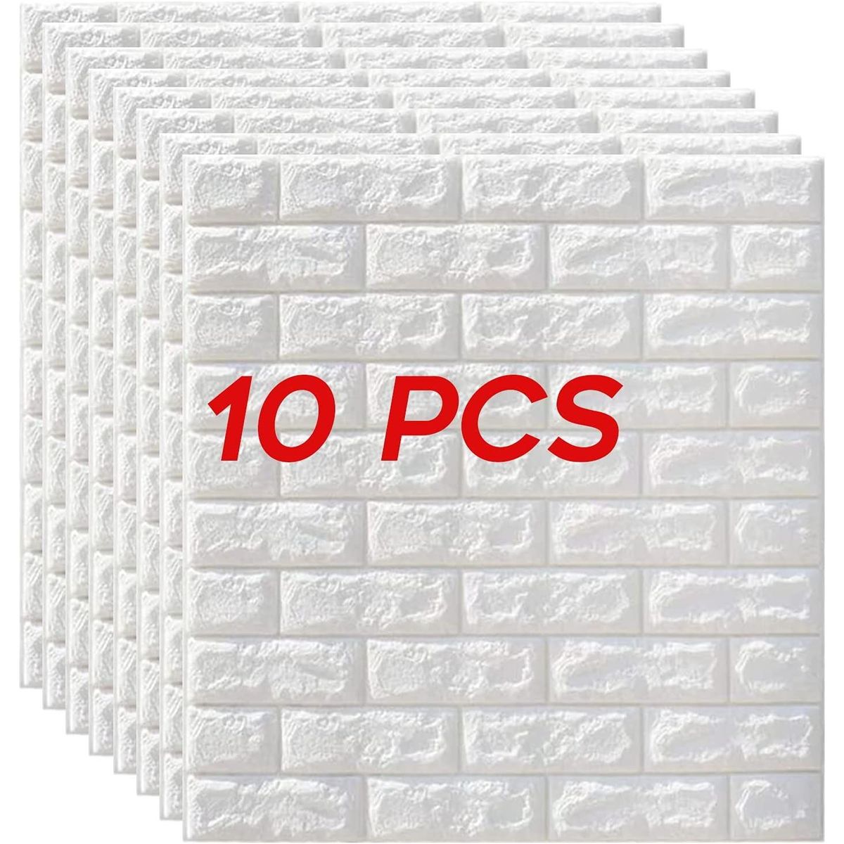 GENERICO - Pack x 10 Pcs Papel Tapiz Autoadhesivo Decoración 3D Ladrillo Blanco