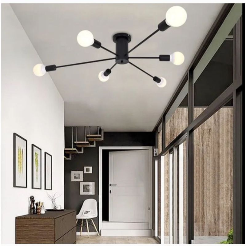 CEMLIGHTING - Lámpara de techo satélite negro 6 sockets