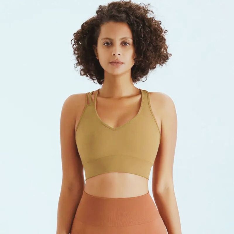 GENERICO - Top deportivo Sin Costuras con Tiras Ajustables - Ropa para gym y yoga