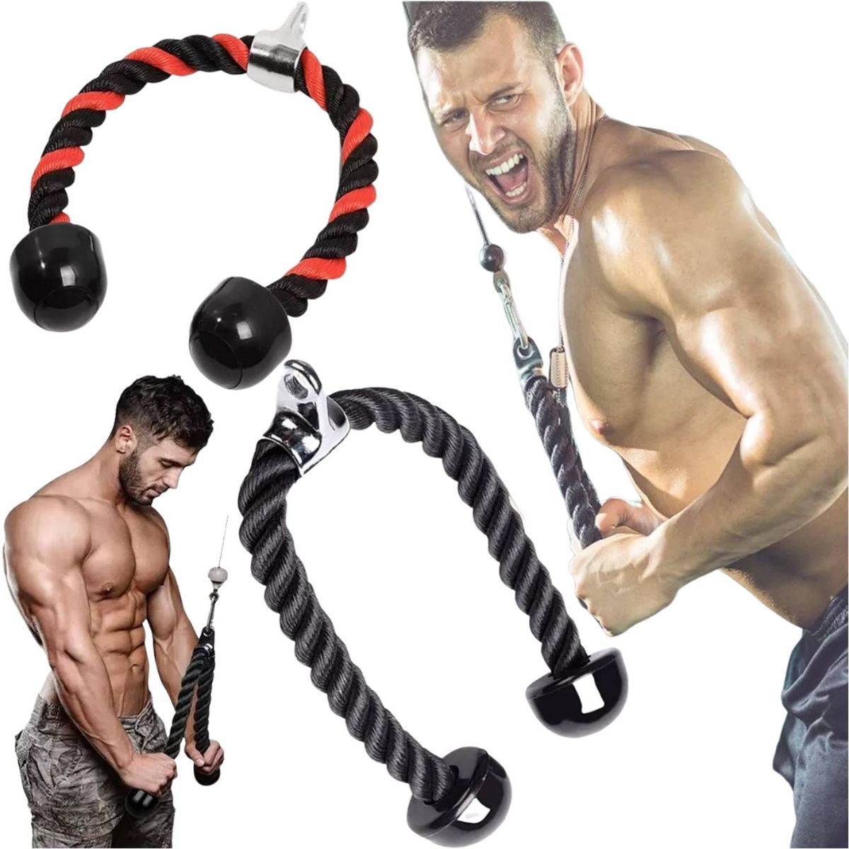 DENISASAA - Cuerda de tríceps para gimnasio fortalecedor de agarre-Negro