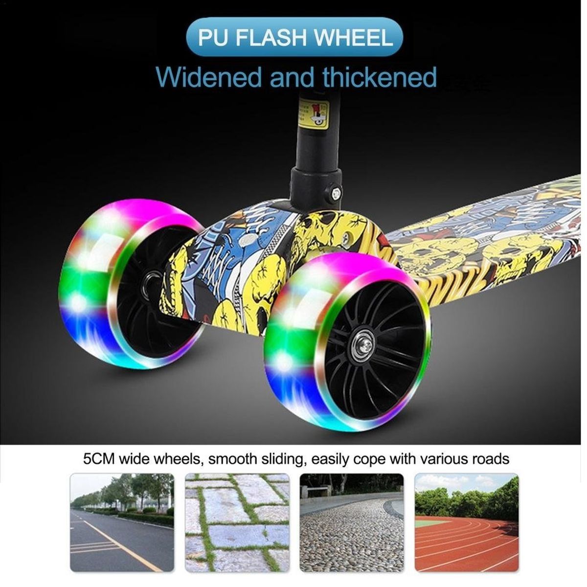 GENERICO - Scooter Plegable para Niños y Niñas con luces Grafiti