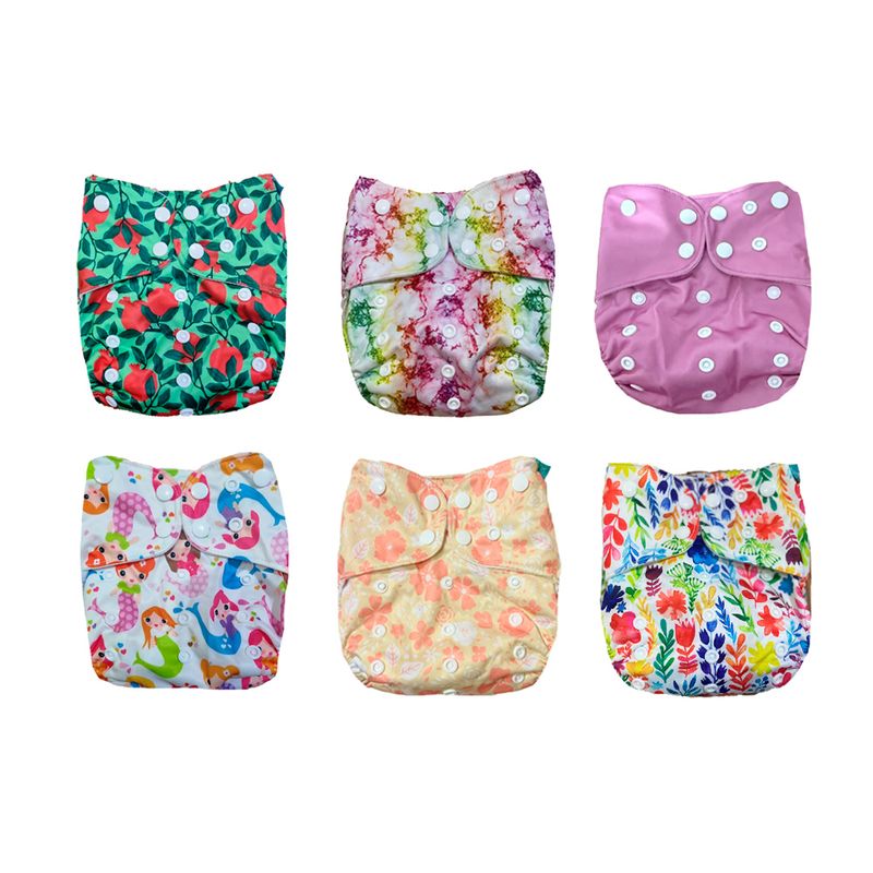 GENERICO - Pañal de Tela Ecológico Unitalla Pack x 12 Unid Niña