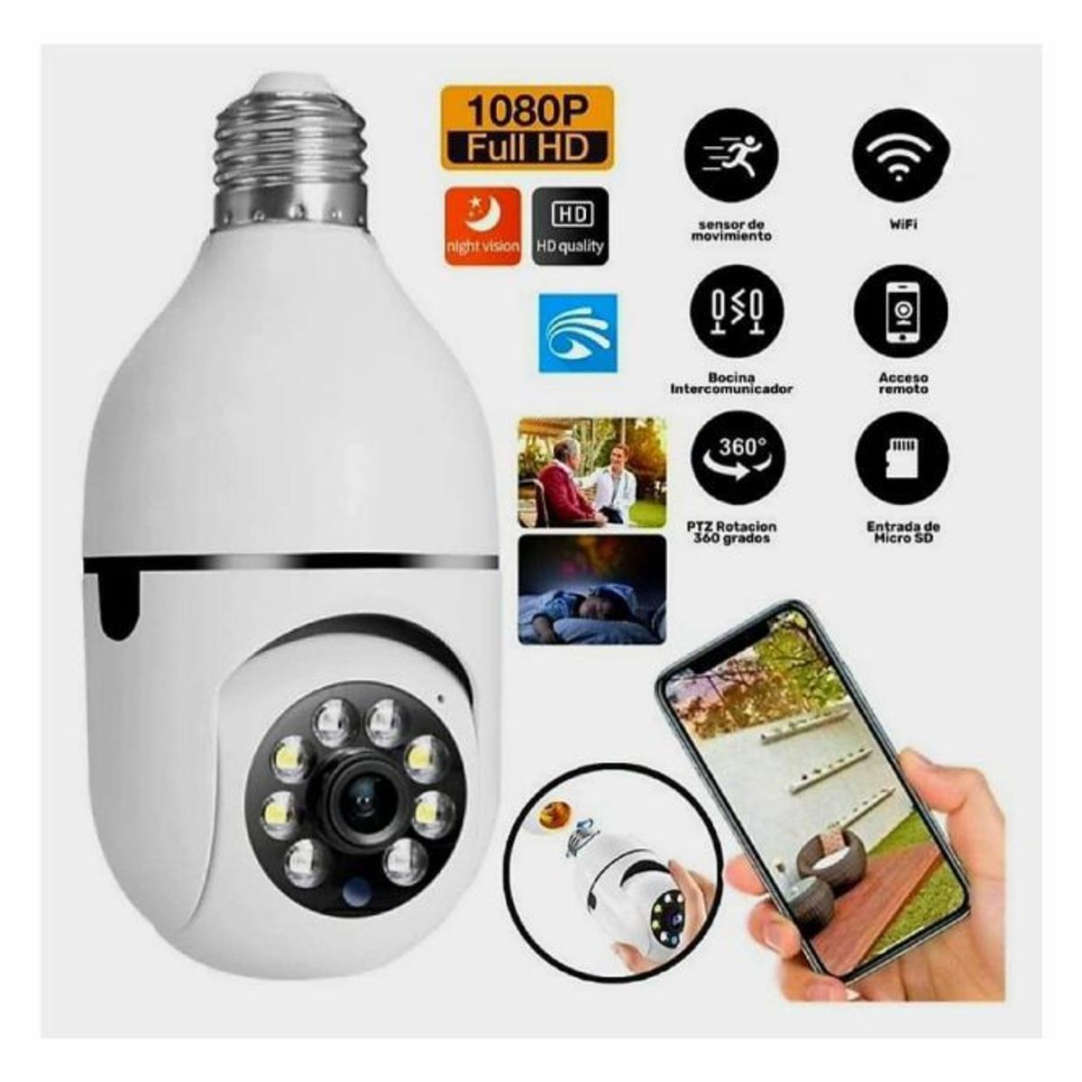 GENERICO - Cámara de Seguridad tipo foco Wifi