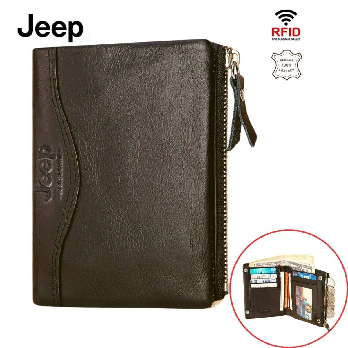 GENERICO - Billetera J-Kavis de Cuero Vacuno BP812 De Diseño Anatómico