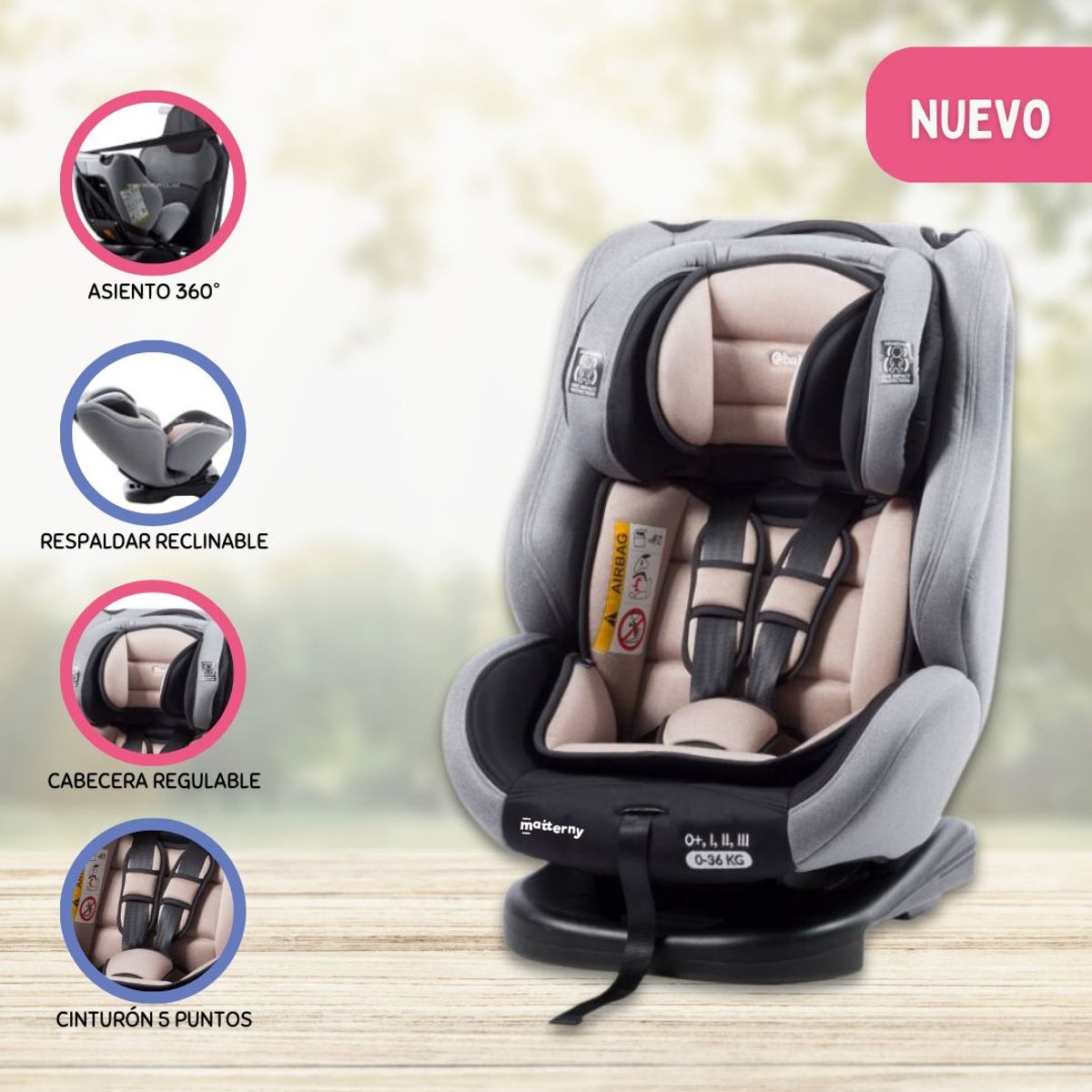 EBABY - Silla de Auto Giratorio para Niños «VERO 360°» Beige