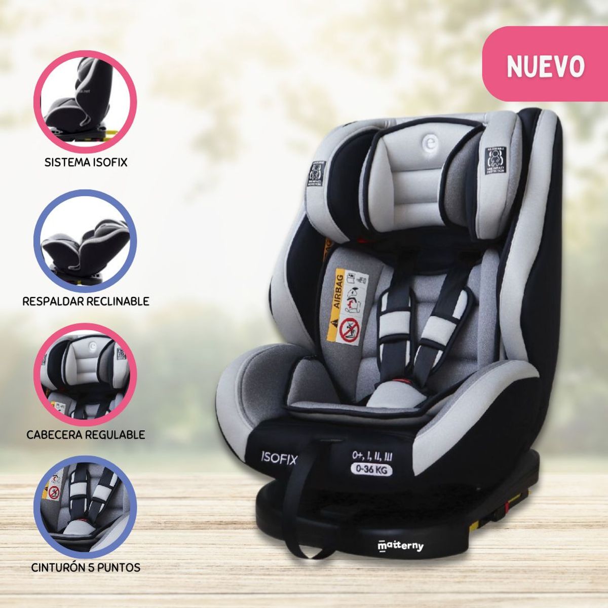 EBABY - Silla de Auto Giratorio para Niños «RUPAL ISOFIX» Gray