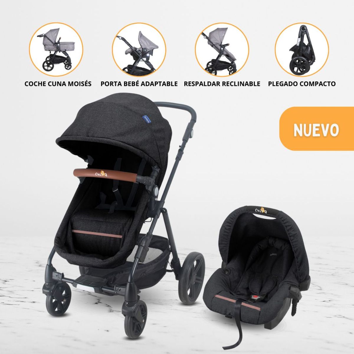 INFANTI - Coche Travel System para Bebé «CLOUD» Black