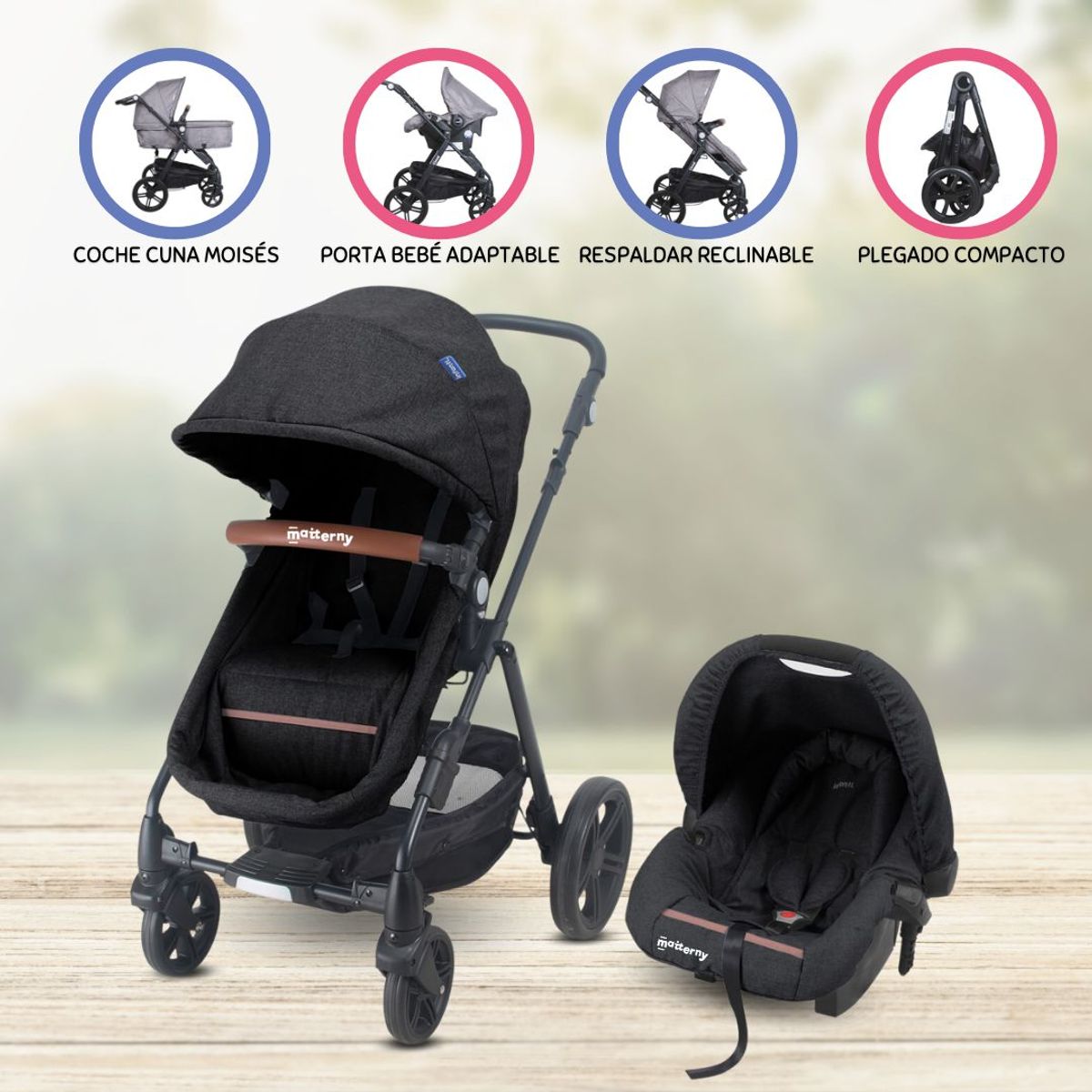 INFANTI - Coche Travel System para Bebé «CLOUD» Black