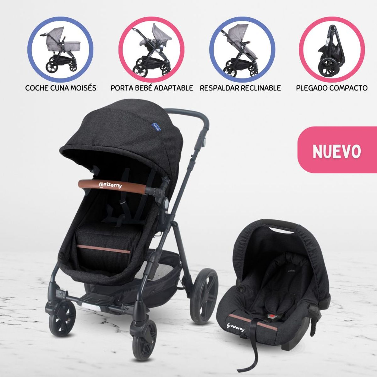 INFANTI - Coche Travel System para Bebé «CLOUD» Black