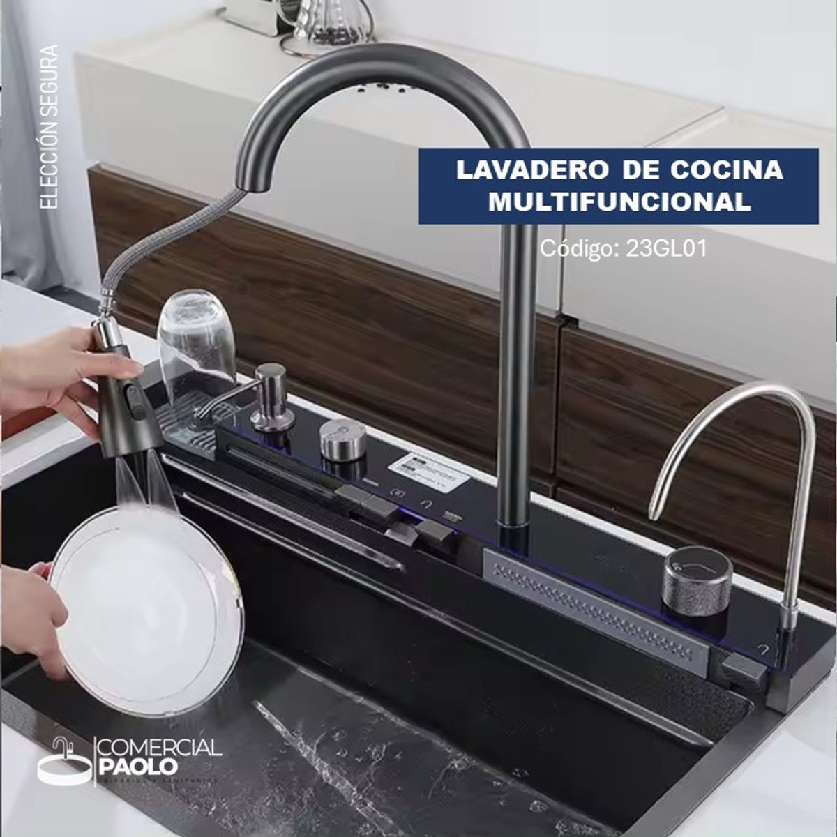 GENERICO - LAVADERO DE COCINA MULTIFUNCION DIGITAL 5 TECLAS