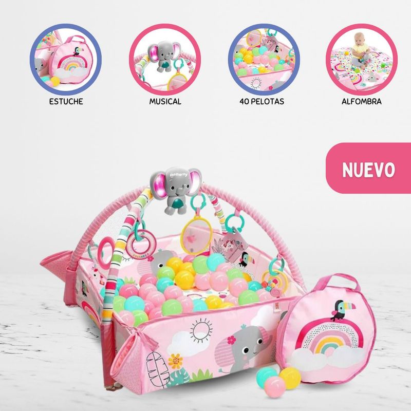CUZKA - GYM 5 en 1 para Bebé «TU FORMA DE JUGAR A LA PELOTA» Pink