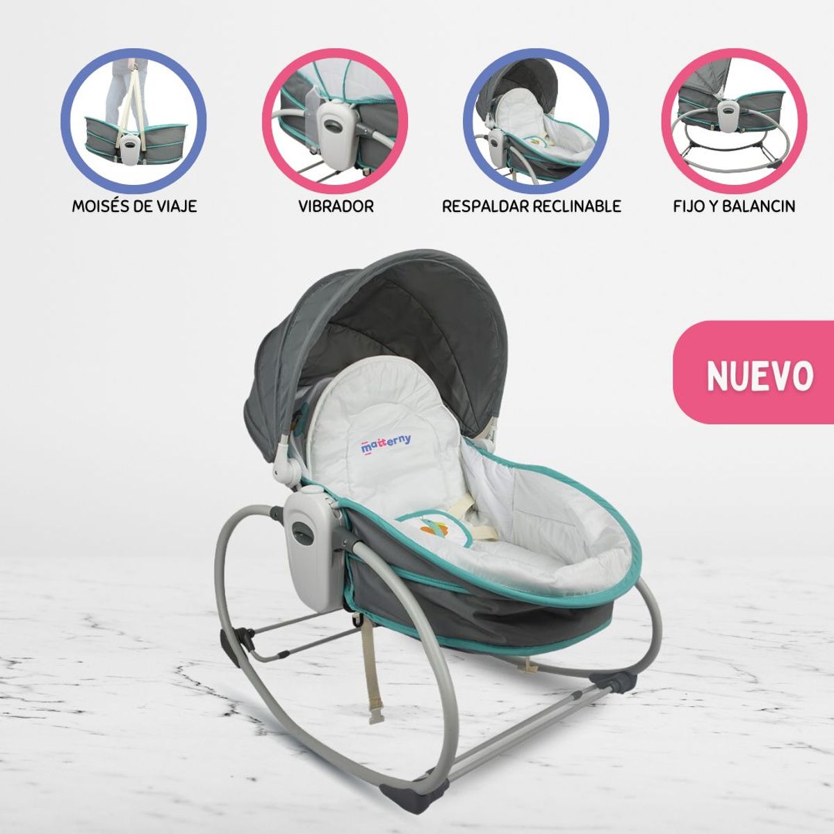 VALU MODA INFANTIL - Silla Nido Mecedora 5 en 1 Infanti para Bebé «ROCKER» Blue