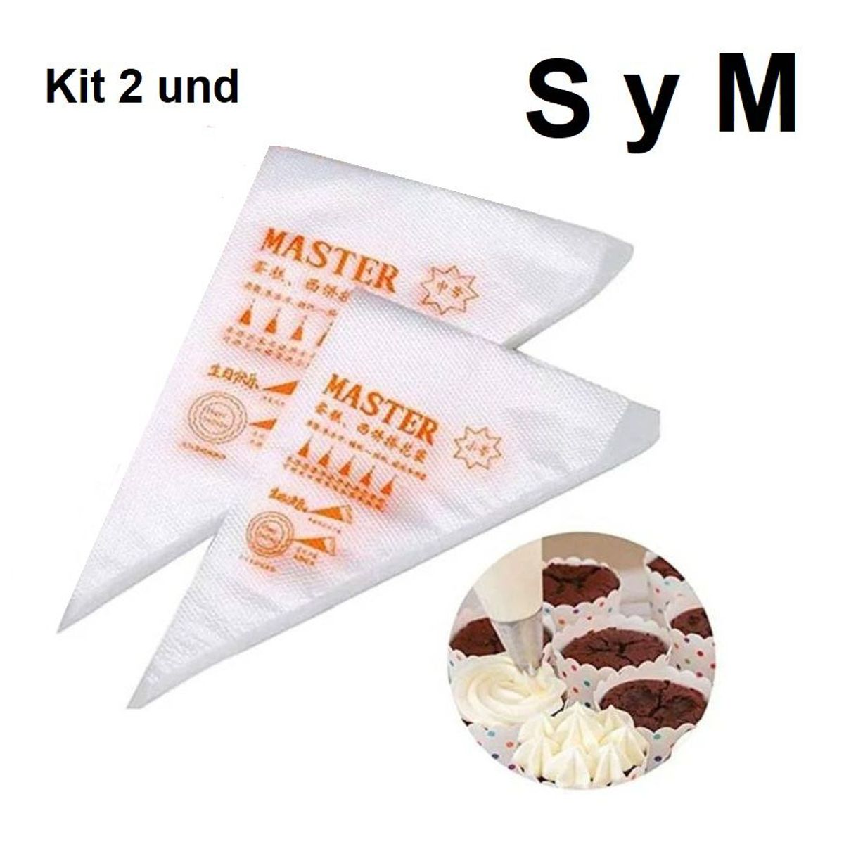 GENERICO - Kit Bolsas de repostería S y M desechables de 100 unidades cada medida