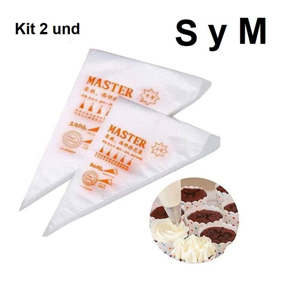 GENERICO - Kit Bolsas de repostería S y M desechables de 100 unidades cada medida