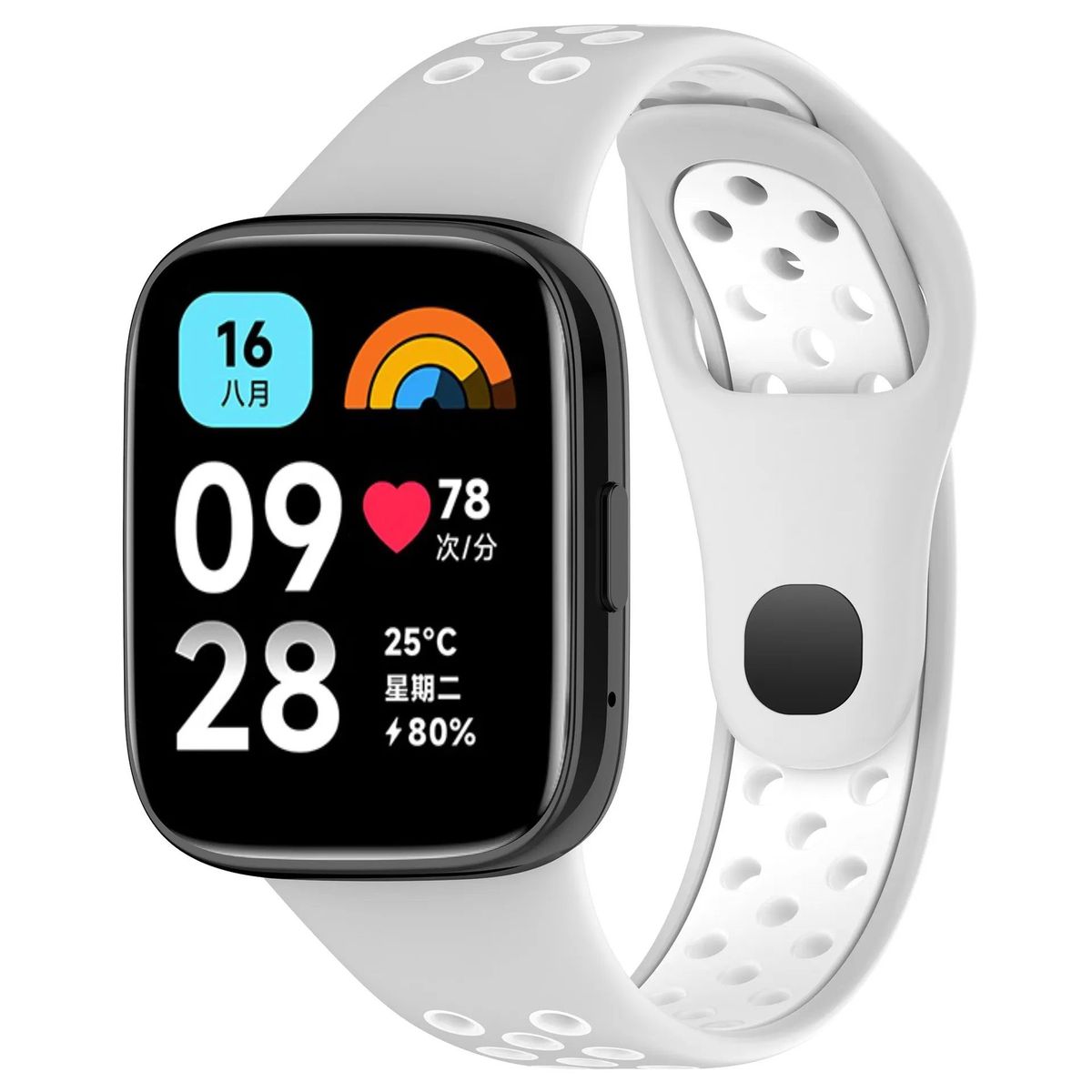 GENERICO - Correa Silicona Sport para REDMI WATCH 3 ACTIVE - P/Blanco