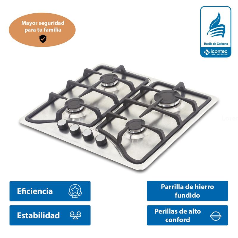 CHALLENGER - Cocina Empotrable GN Challenger Inox 4 hornillas SD 6140