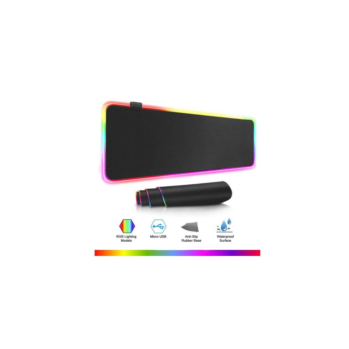 SEISA - Pad Mouse Gamer Rgb Retro Iluminada De 80x30cmx04mm